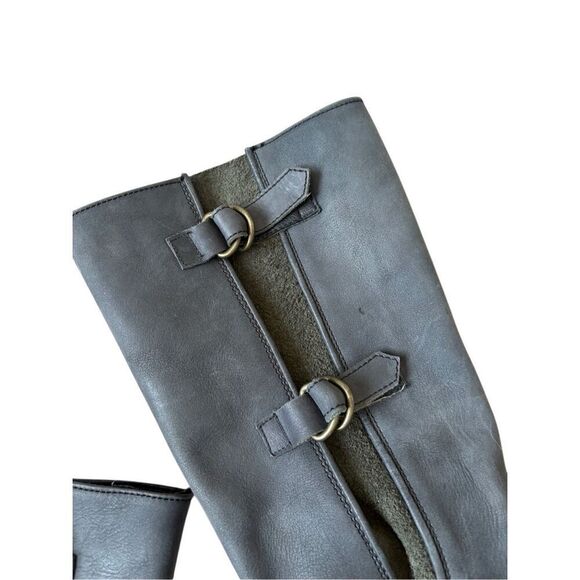 Anouk Leather Riding Boots size 8 Buckle Pull On Slouch Biker - Picture 10 of 10